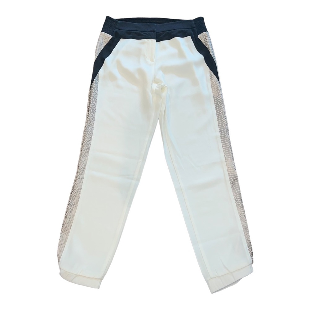 Bebe White Joggers w/ Snakeskin Panel